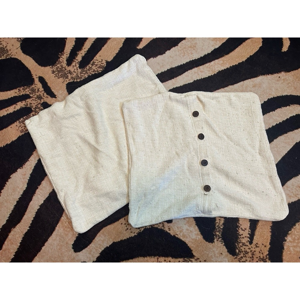 West Elm Beige Cream Set Of Two Silk Cotton Throw Pillow Cases